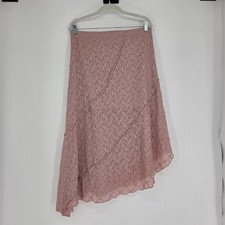 Womens Asymmetric Lace Midi Skirt Large Coquette Cowgirl Festival Fairy Party
