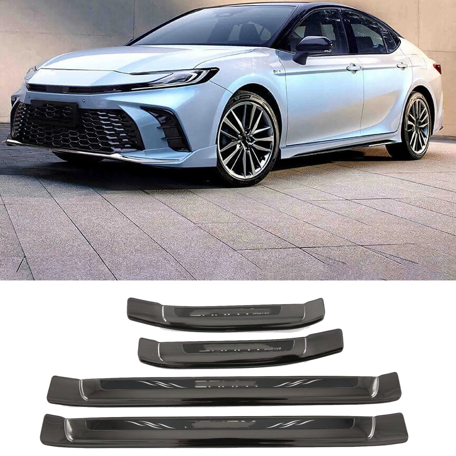 2023-2025 Toyota Camry Black Door Sill Scuff Plate Protector
