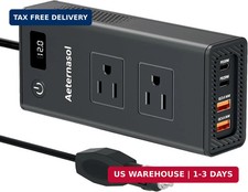 200W Car Power Inverter 12V to 110V 2 AC Outlets USB-C USB-A Fast Charger