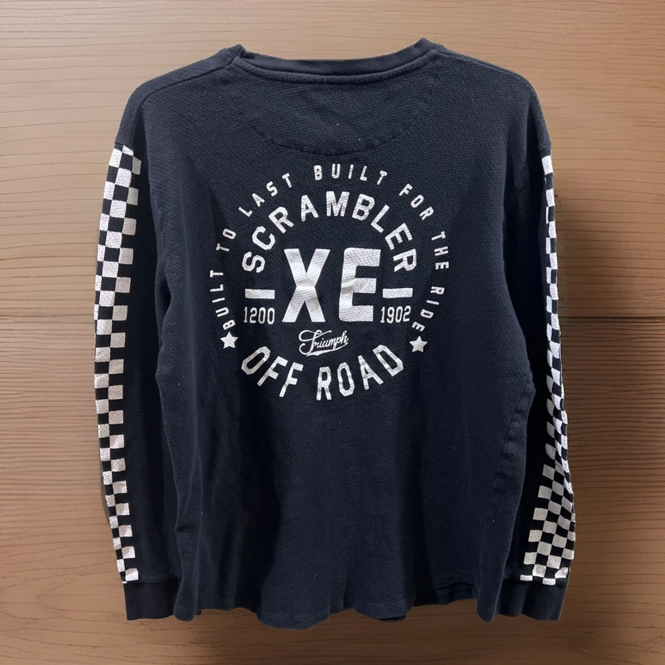 Camisa Triumph Scrambler 1200 XE Negra Blanca A Cuadros Manga Larga Waffle Talla MEDIANA Foto 2 de 4