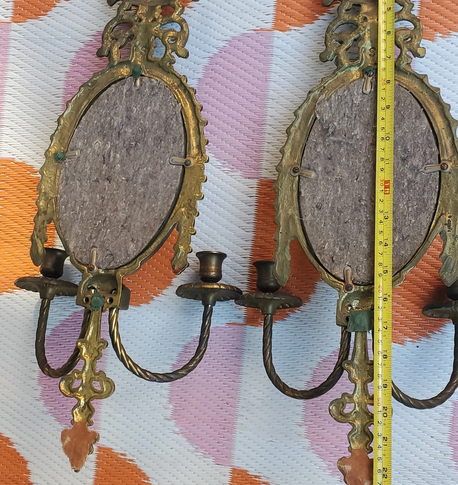 Apliques de pared de latón macizo ornamentado de colección par pesado rococó barroco francés Foto 3 de 4