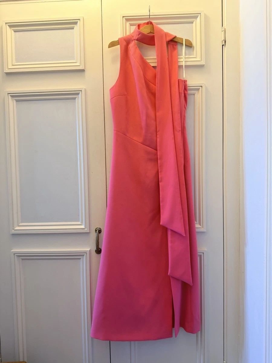 open lace back dress Rent Karen Millen Soft Tailored Colour Block Tie Neck Midi Dress
