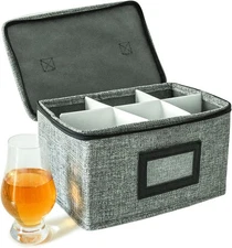 HURZMORO Storage Box for Glencairn Whisky Glass,6 6 compartments, Grey 