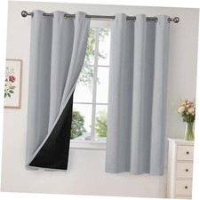 100 Blackout Curtains for Bedroom 63 42"W x 63"L Pack of 2 Light Grey