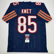 Autographed/Signed Cole Kmet Chicago Blue Football Jersey JSA COA