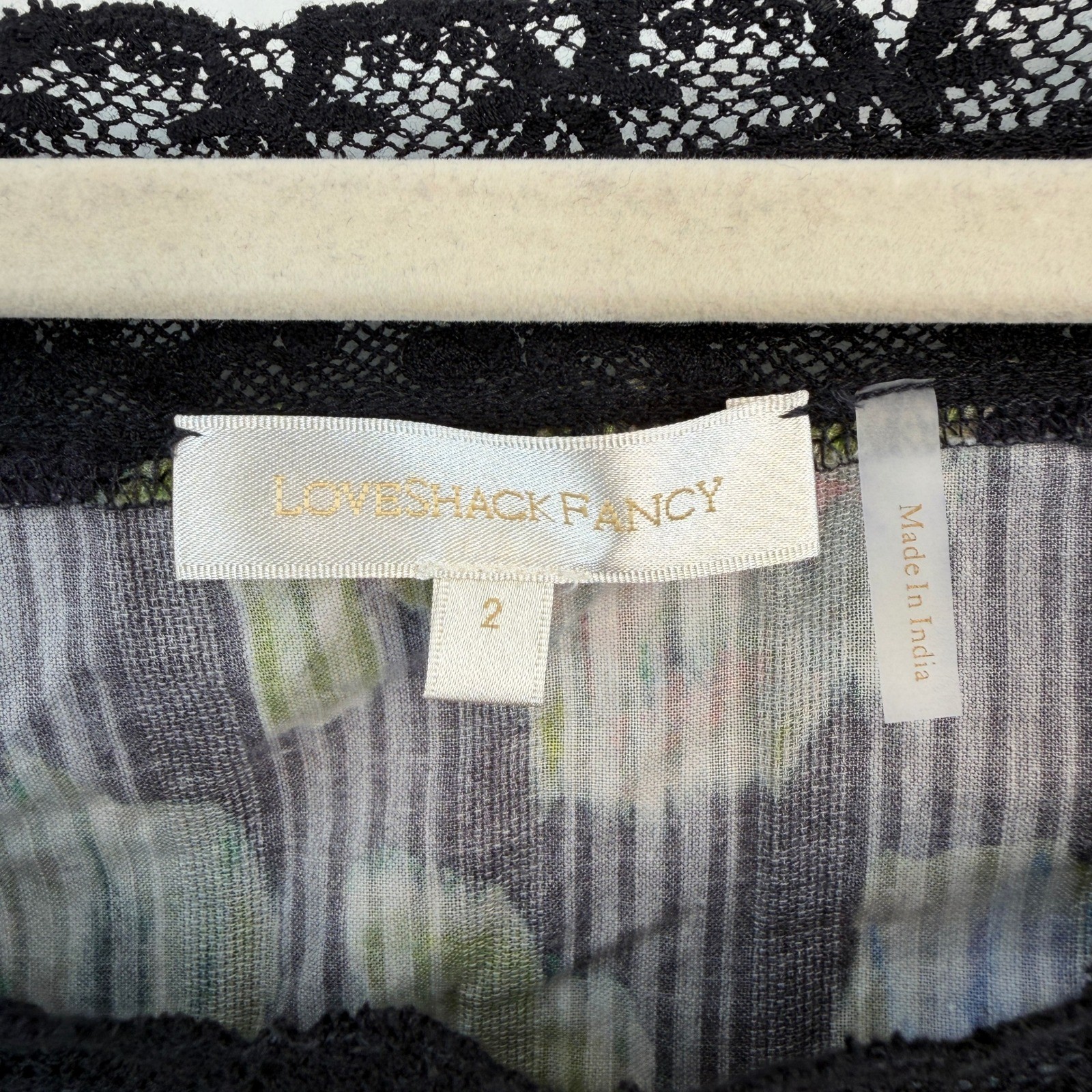 LoveShackFancy Nutmeg Deep Blue Trace Cotton Mini Dress Lace Trim Pockets Size 2 image 4