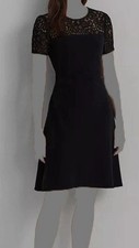 Lauren Ralph Lauren Women's Black Lace Trim Dress Size 16