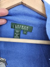 Ralph Lauren Sweater Womens 1X Blue Cashmere Silk Shawl Collar Luxury Knit