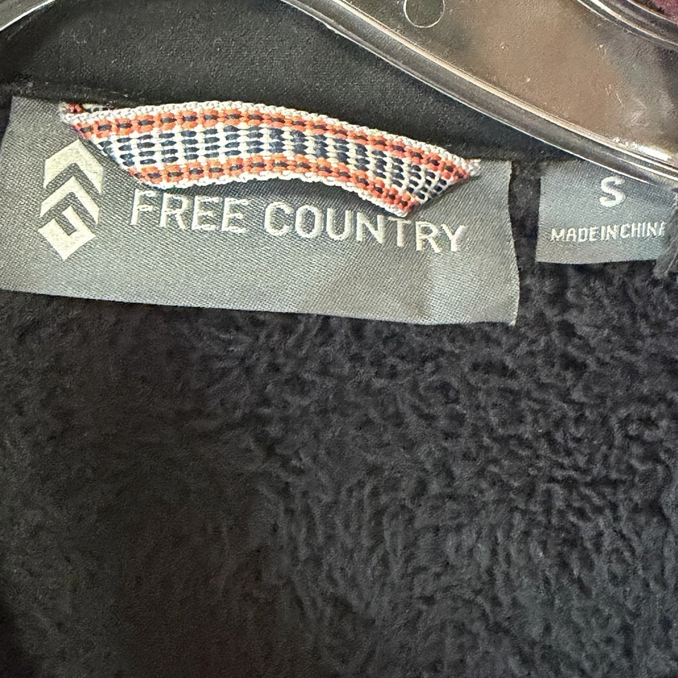 Camisa de vellón Free Country para hombre pequeña manga larga chaqueta roja negra a cuadros Foto 3 de 4