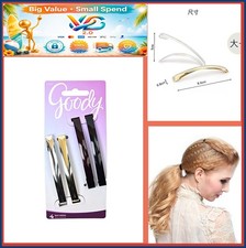 Domed Tight Barrettes Black 3 Inch Hair Clips Set of 4