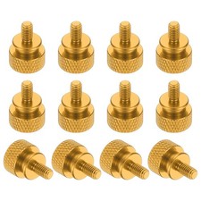 12 Pcs Computer Case Thumb Screw M4 x 7mm Knurled Screws, Gold