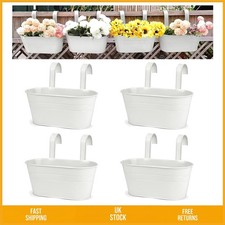 4pcs Hanging Flower Pots, Metal Iron Wall Planter Indoor/Outdoor for Railing ...