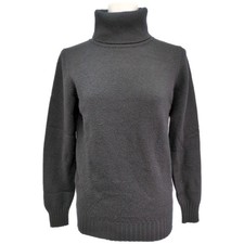 Hermes Cashmere H Logo Charm Turtleneck Knit Top, Size 36, Black