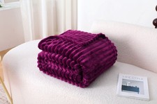 Chunky Ribbed Soft Fleece Throw Chunky Cord Blanket Faux Fur Large Warm Sofa Bed
