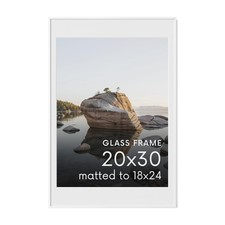 HAUS AND HUES 20x30 White Metal Picture Frame w/ Real Glass Matted to 18x24