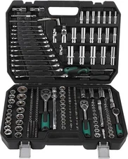 216-PC Mechanics Tool Set 1/4-1/2" Drive 72-Tooth Ratchet & Case for Auto Repair
