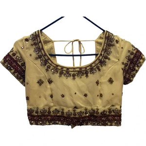 Lehenga Choli Intricate Beadwork Gorgeous Cream Regal Red Crop Top