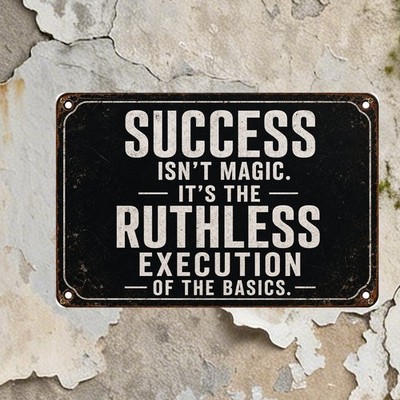 Success Comes From Execution Black Backdrop Office Motivation Metal Sign