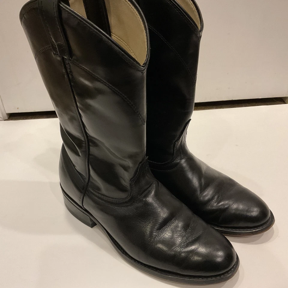 Womens Laredo Black Leather Roper Size 8.5 M Western Cowboy Boots - Image 4 of 4