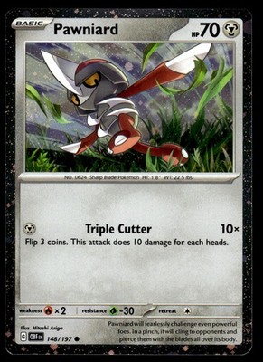 Pawniard Cosmo Holo 148/197 Obsidian Flames Holo NM Pokemon Karte Englisch