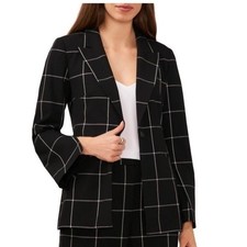 Halogen Women's Blue Plaid Split Sleeve Blazer Career Office Chic C 