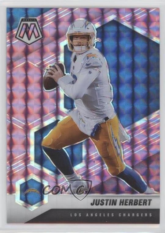 2021 Panini Mosaic Purple Mosaic Prizm 23/49 Justin Herbert #111 0w4i