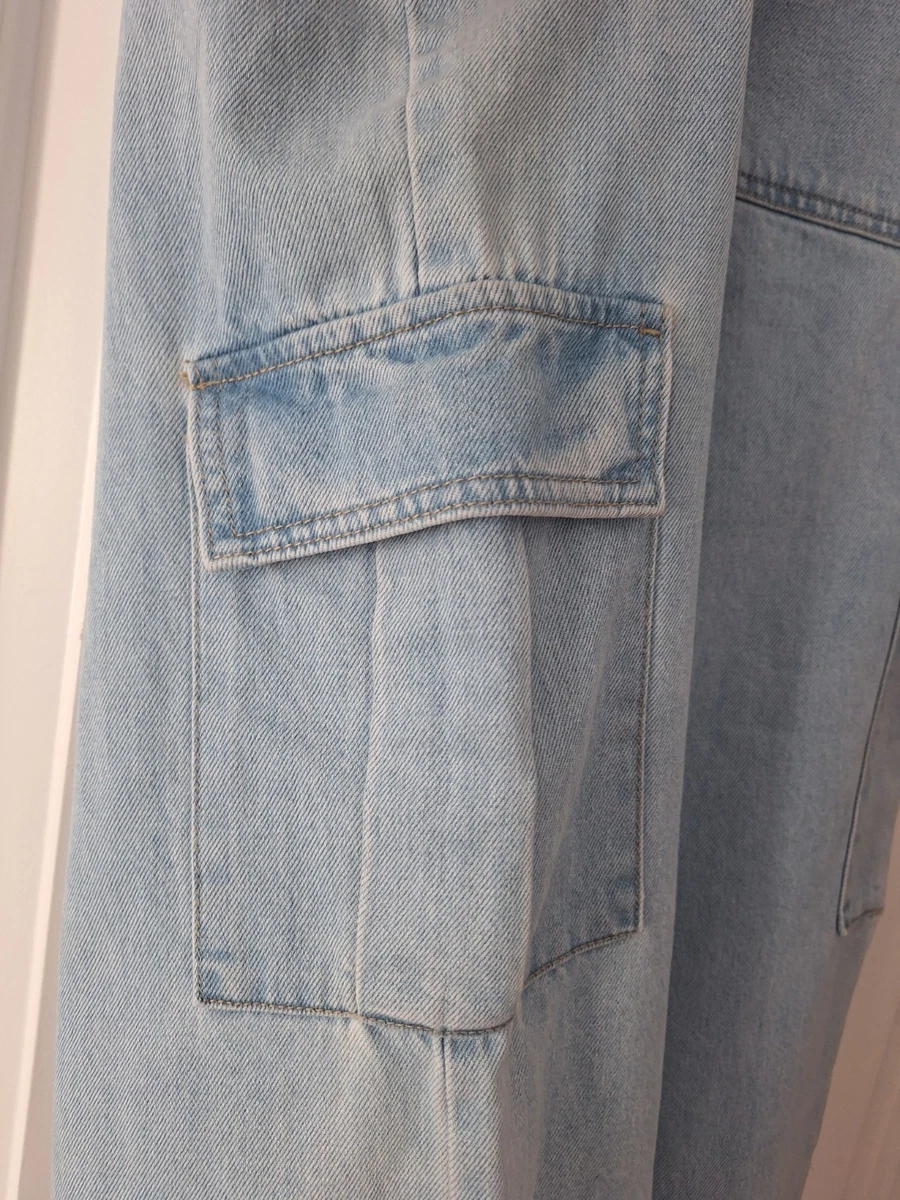 Pantalones de mezclilla cargo holgados de pierna ancha Forever 21 ligeros para mujer 27/30