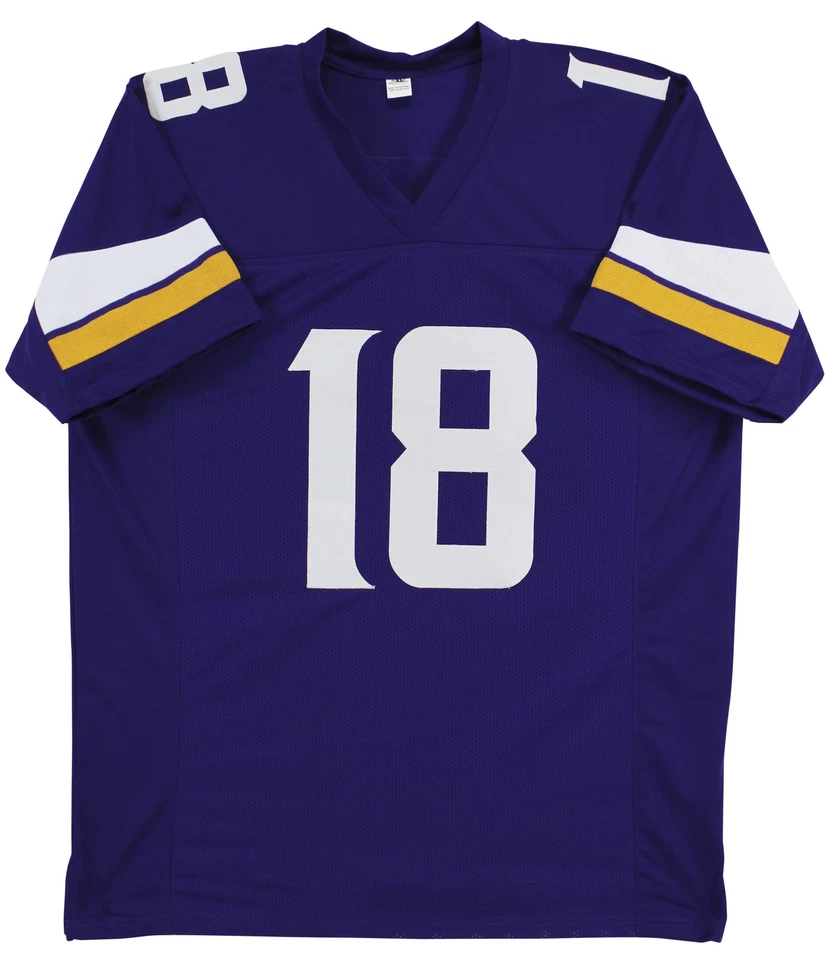 Camiseta deportiva firmada por Justin Jefferson púrpura estilo profesional autografiada BAS Witnessed Foto 3 de 3