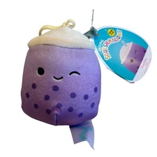 Squishmallows Boba Tea Squad Poplina 3.5" Clip-On Bag Keychain Plush