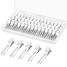 60Pcs Double Prong Pin Curl Clips, 1.8" Duck Billed Hair Clips for Styling Sect