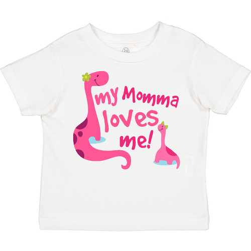 Inktastic Momma Loves Me Girl Dinosaur Toddler T-Shirt Gift From Girls Childs