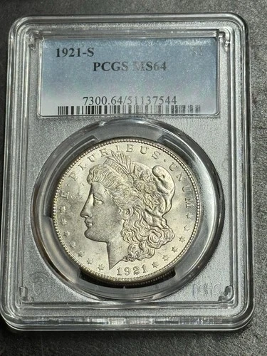 1921 S Morgan Silver Dollar PCGS MS64 Stunning Gem BU U.S. $1 Coin (Slab1651)