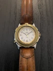 Vintage Timex Indiglo Men’s Two Tone Case Brown Leather Strap Watch