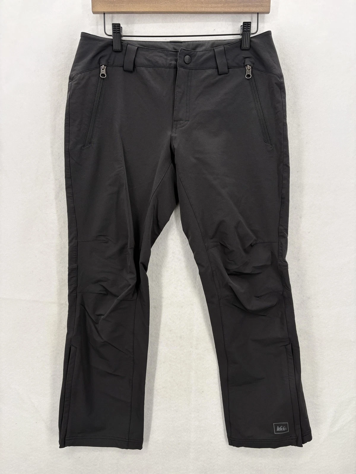 REI Mistral Soft Shell Hiking Pants Womens 6P Petite Gray Stretch Ankle Zip Camp