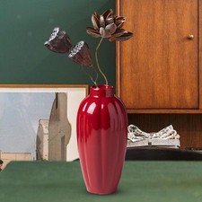 Red Ceramic Vase Rustic Flower Vases Desktop Ceramic Vase for Entrance Living