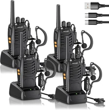Long Range 100 Mile Walkie Talkie Two Way Radio Charge Headset Waterproof 4 PACK
