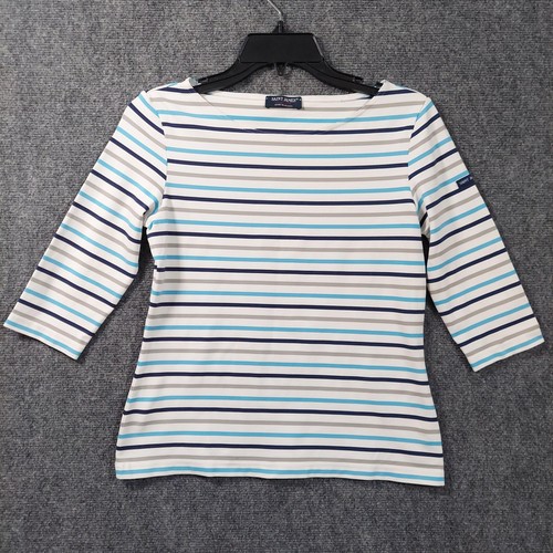 Saint James, Saint James Shirt Womens Small Breton Stripe Boat Neck 3/4 Sleeve Nautical Top