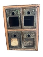 Antique Vintage US Post Office Mail Box 4 Door Cabinet Verdigris Patina