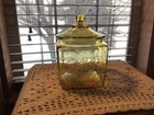 Vintage Depression Federal Glass Madrid Amber Biscuit Cookie Canister Jar
