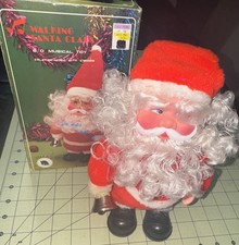 VTG Walking Santa Claus W/Bell Christmas Musical Toy Moves With Music Read