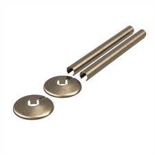 Antique Brass Metal Clip-On Radiator Pipe Covers & Collars - 15mm Pack of 2