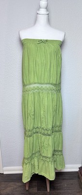 Omja World Dress Green Boho Maxi Off The Shoulder  free Size  Fits Like A M/L