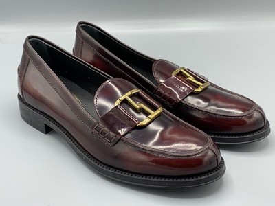 TOD S Slipper Loafer Mokassins Damen bordeaux Gr. 38 Leder Schuhe - NEU!