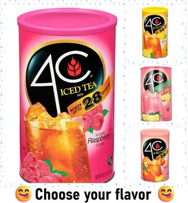  Choose your flavor  4C Natural Peach, Lemon Raspberry Iced Tea Mix, 66.1 oz