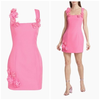 ELLIATT Trompe 3D Appliqué Rose Floral Mini Dress Pink Small NWT
