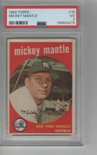 1959 TOPPS BASEBALL #10 MICKEY MANTLE PSA 3 