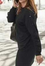 Athleta Snappy Sweatshirt Dress, Fleece Lined Black Size M Tall Nwt