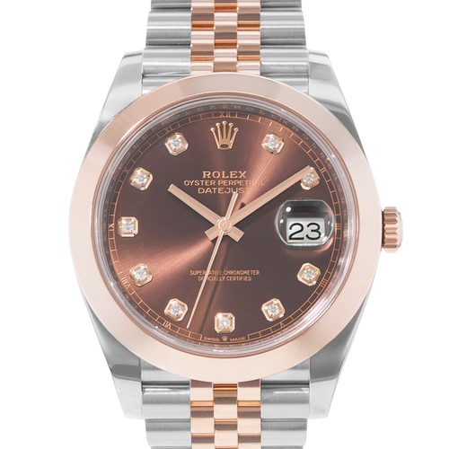 Rolex Datejust 41 126301 Brown Diamond Dial Steel Rose Gold Me...