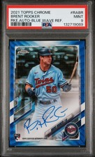 2021 TOPPS CHROME RC AUTOS BLUE WAVE REFRACTOR BRENT ROOKER 82/150 PSA 9 AUTO