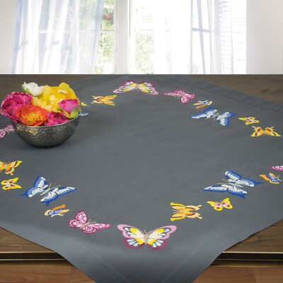 ''Butterfly''   Tablecloth Kit for Embroidery Schaefer 6963 Black